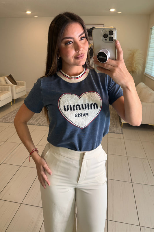 Iconic Heart Blue Top
