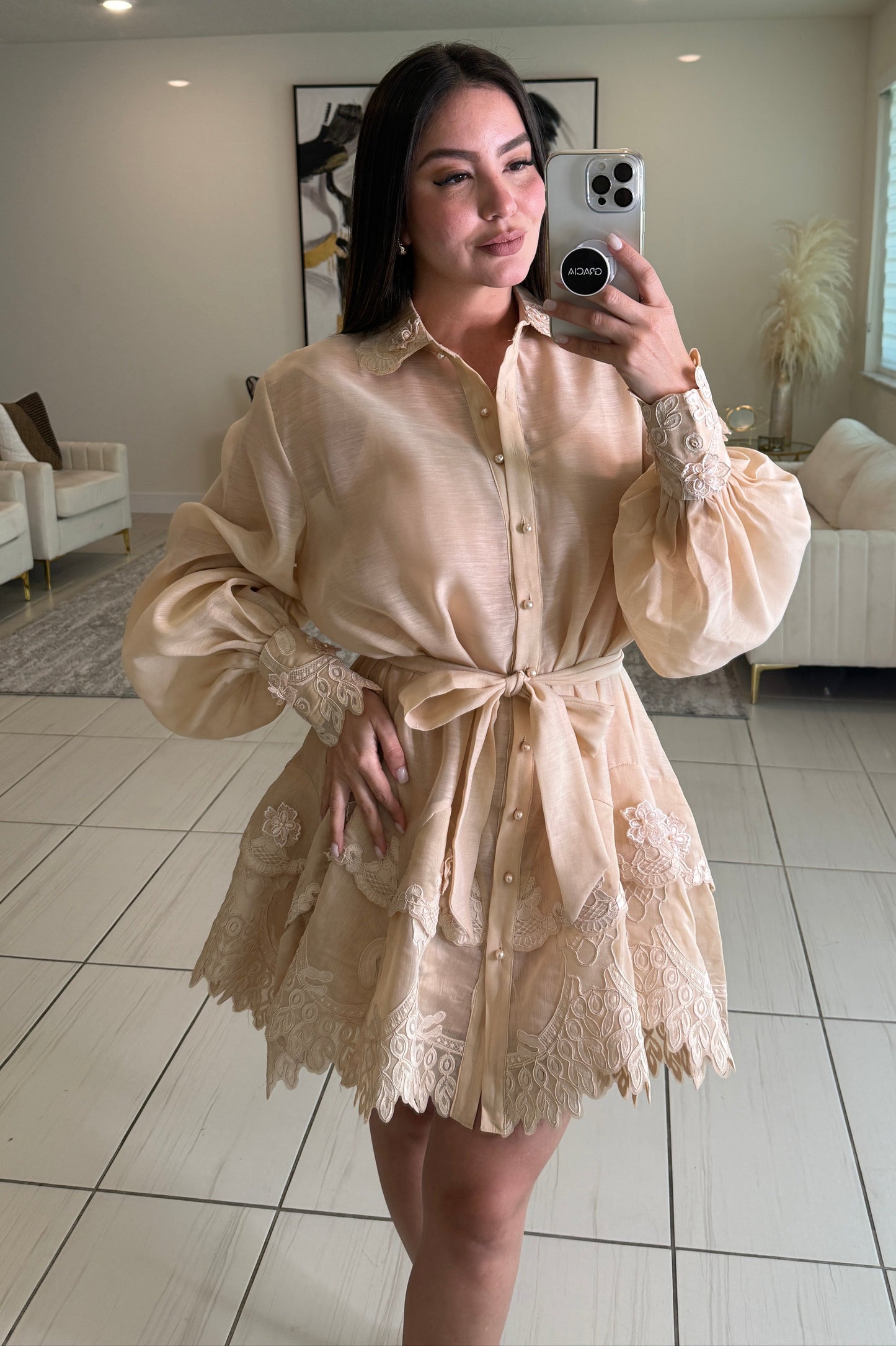 Bloomed Allure Beige Dress