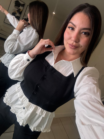 Favorite Contrast White and Black Shirt