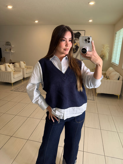 Arctic Intent Blue Long-Sleeved Top