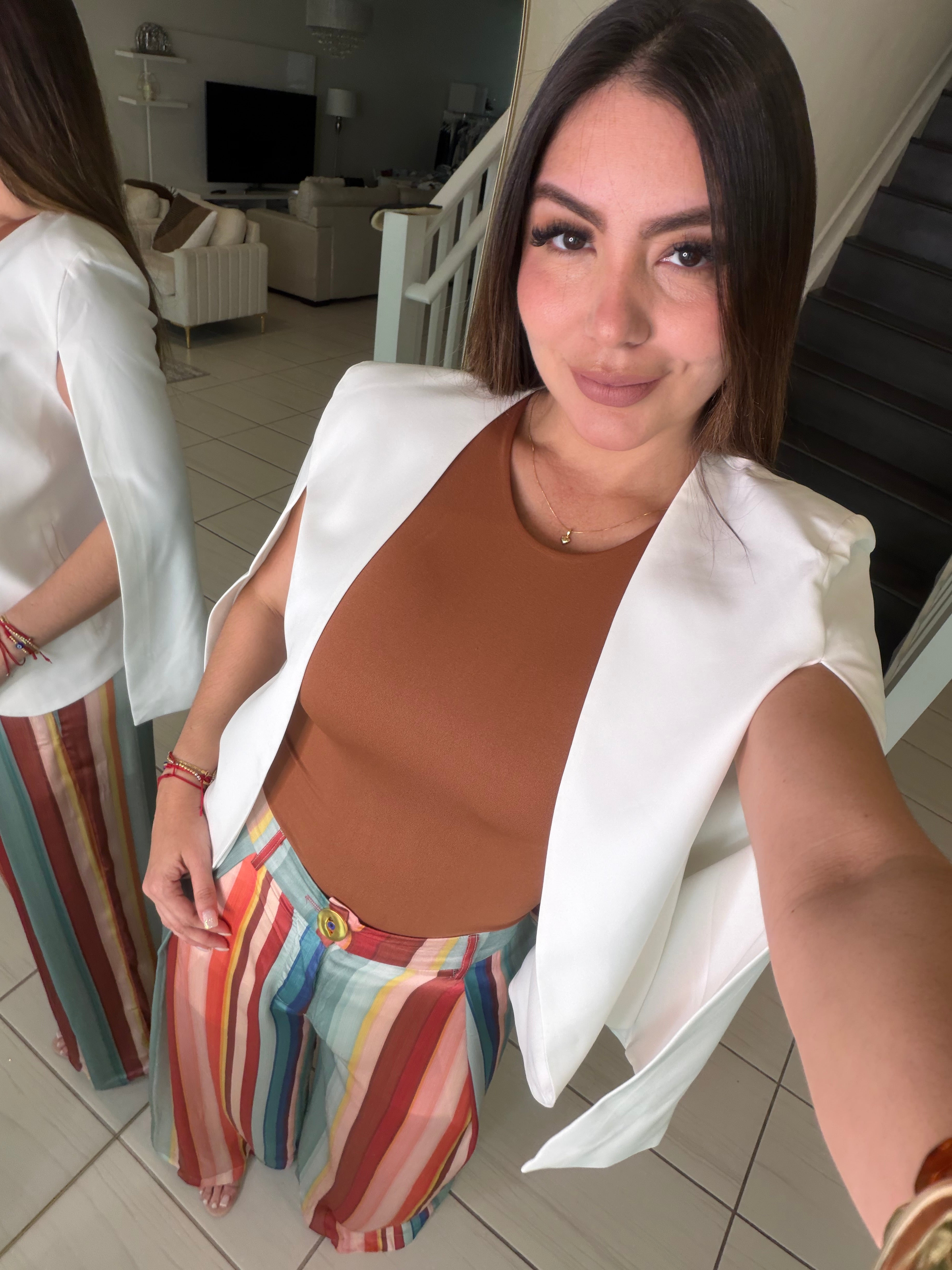 Cascading Cape White Blazer