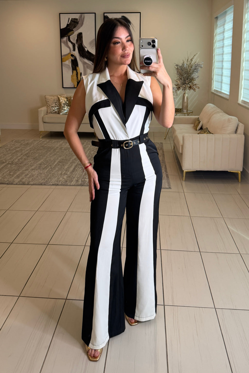 Power Lines Black and White Jumpsuit