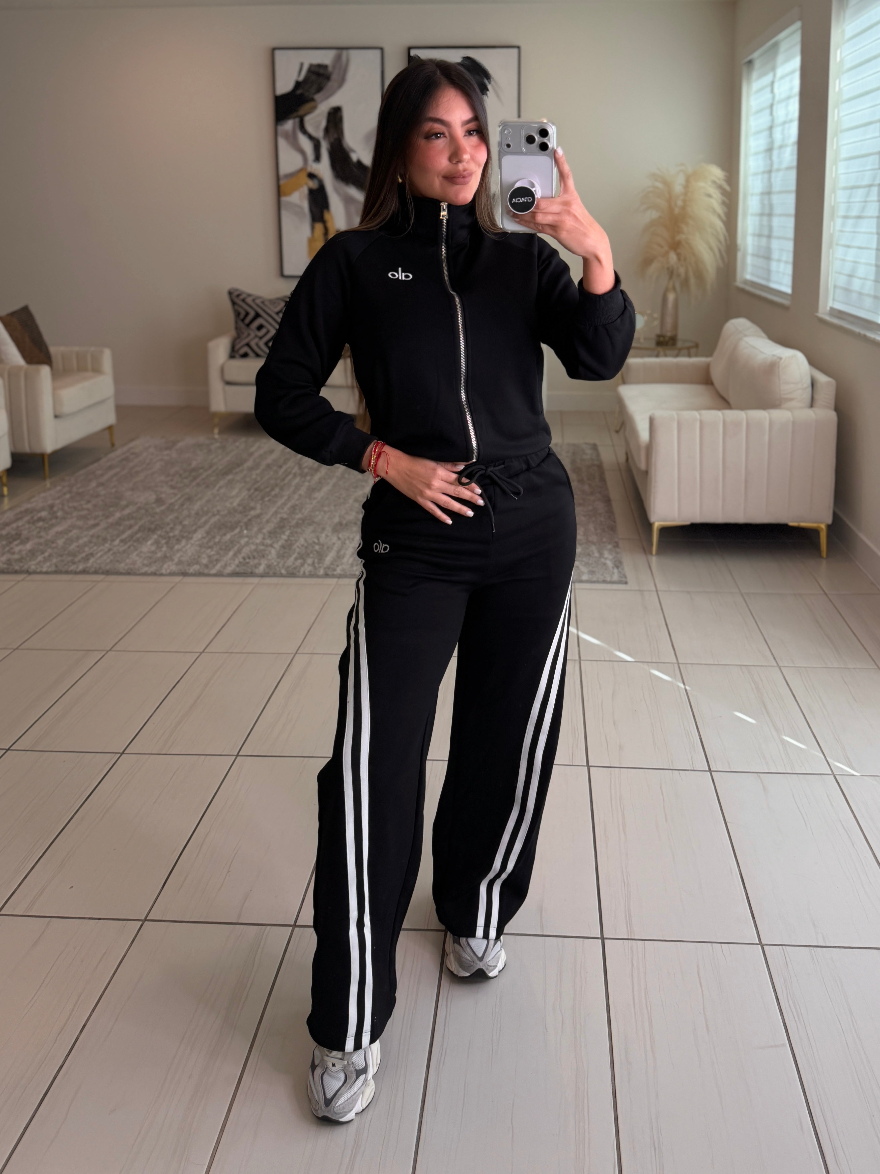 Stripes Halo Black Pant Set