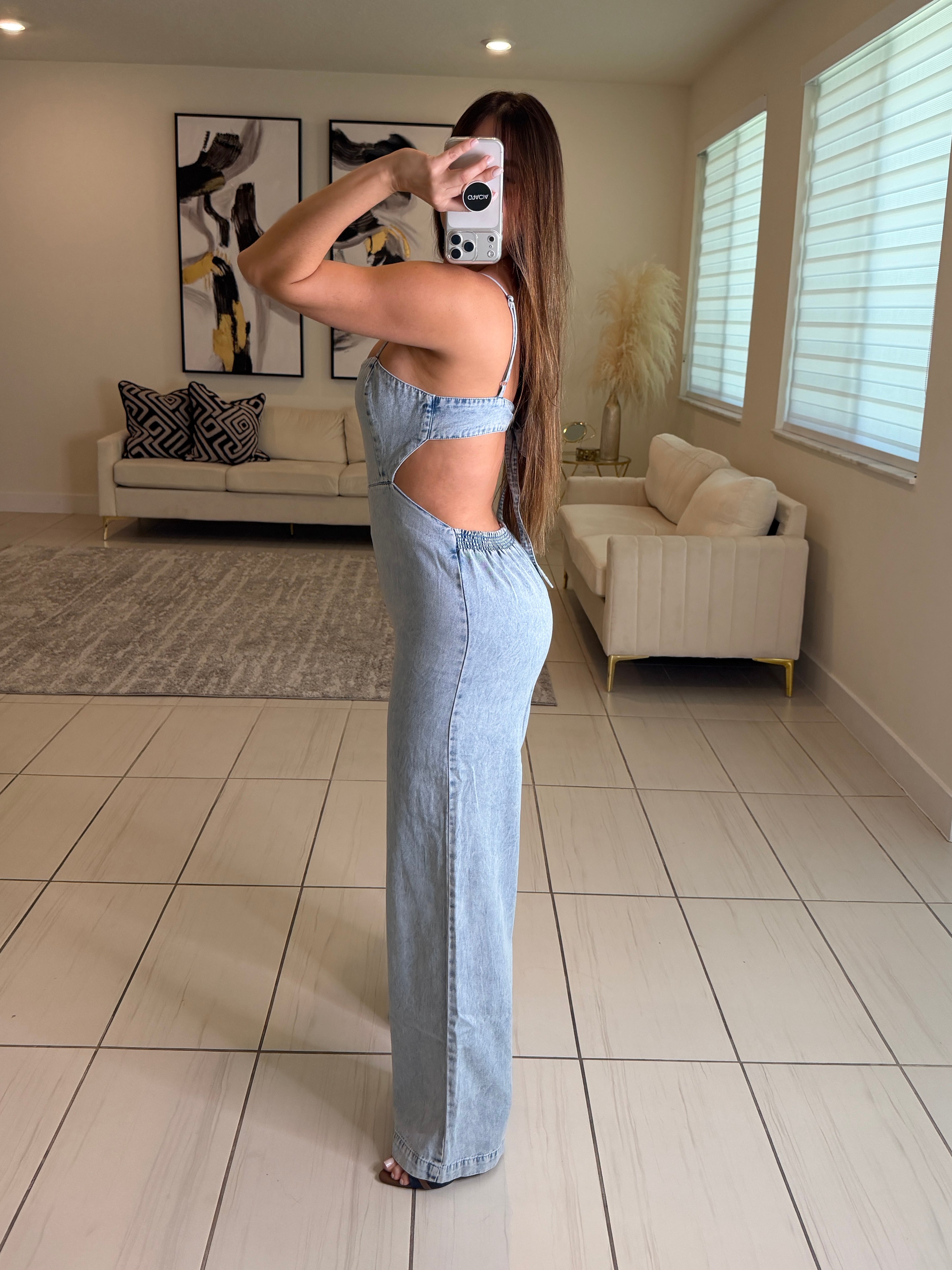 Divine Mirage Light Denim Jumpsuit