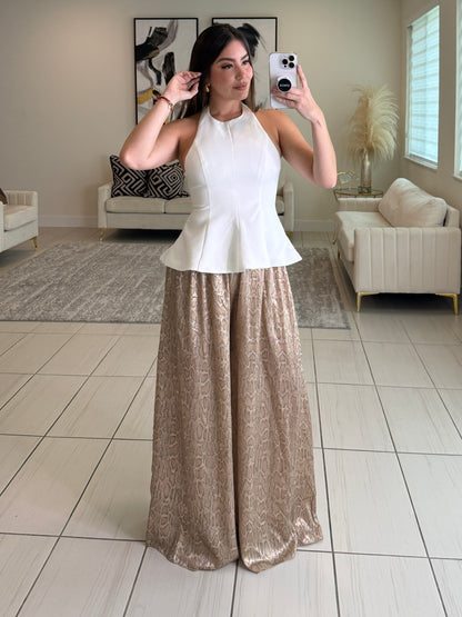 Savage Touch Beige Palazzo Pants