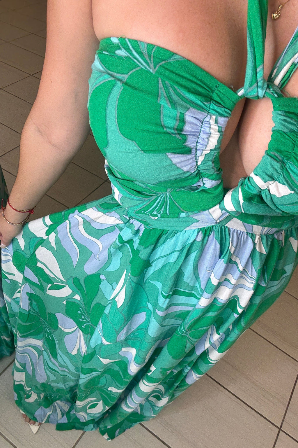 Cosmic Palms Green Maxi Dress