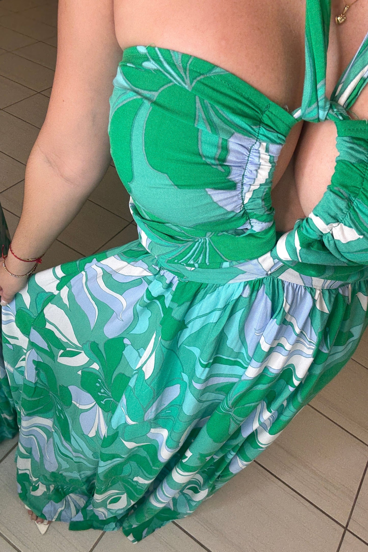 Cosmic Palms Green Maxi Dress