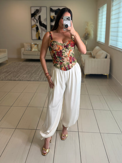 Sweetest Floral Crush Ruched Corset Top