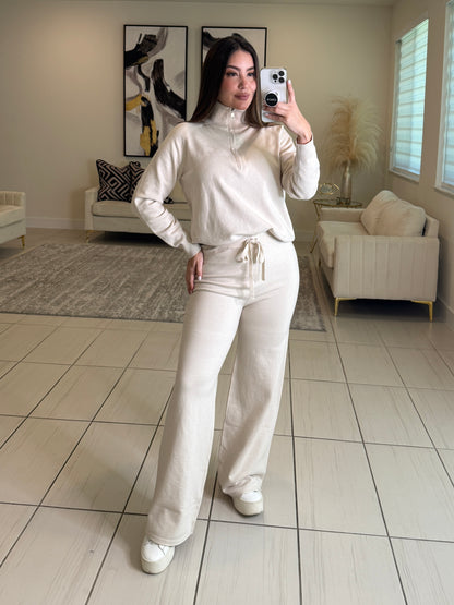 Checkmate Knit Beige Pant Set