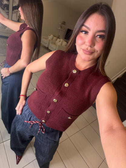 Simplicity Charm Knit Red Wine Vest
