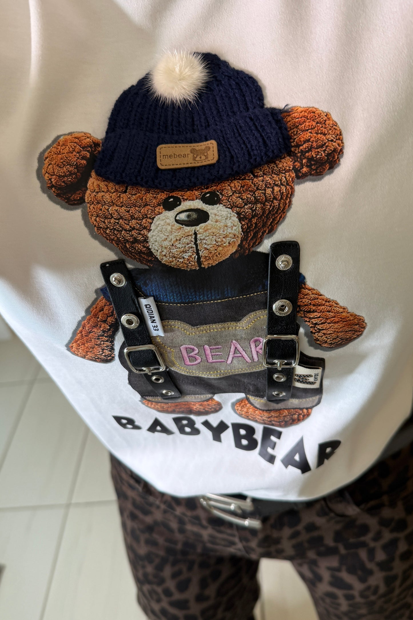 Cuttest Charming Bear White Tshirt Top