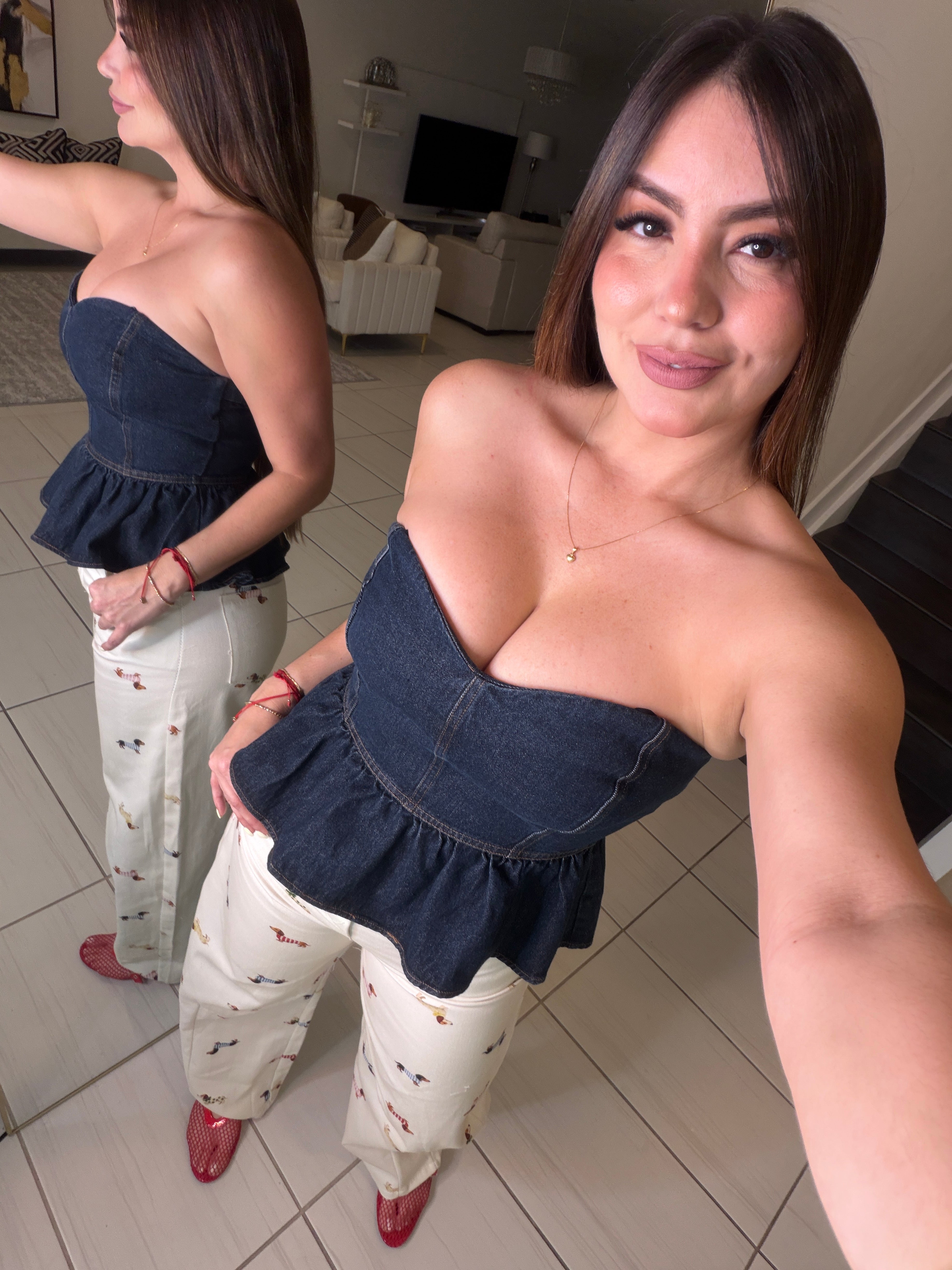 Sweet Peplum Denim Top