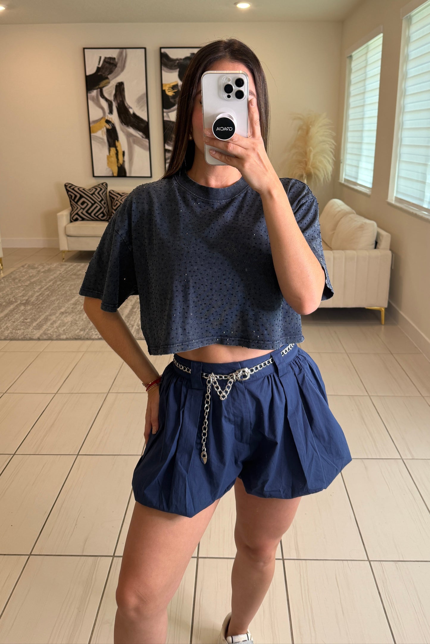Sweetest Bubble Navy Blue Short