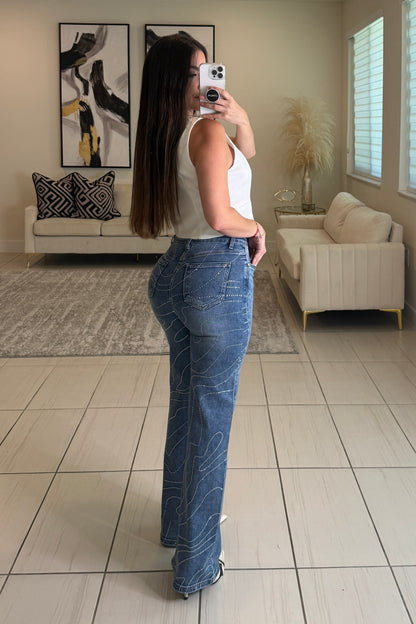 Brightness Lines Denim Pants