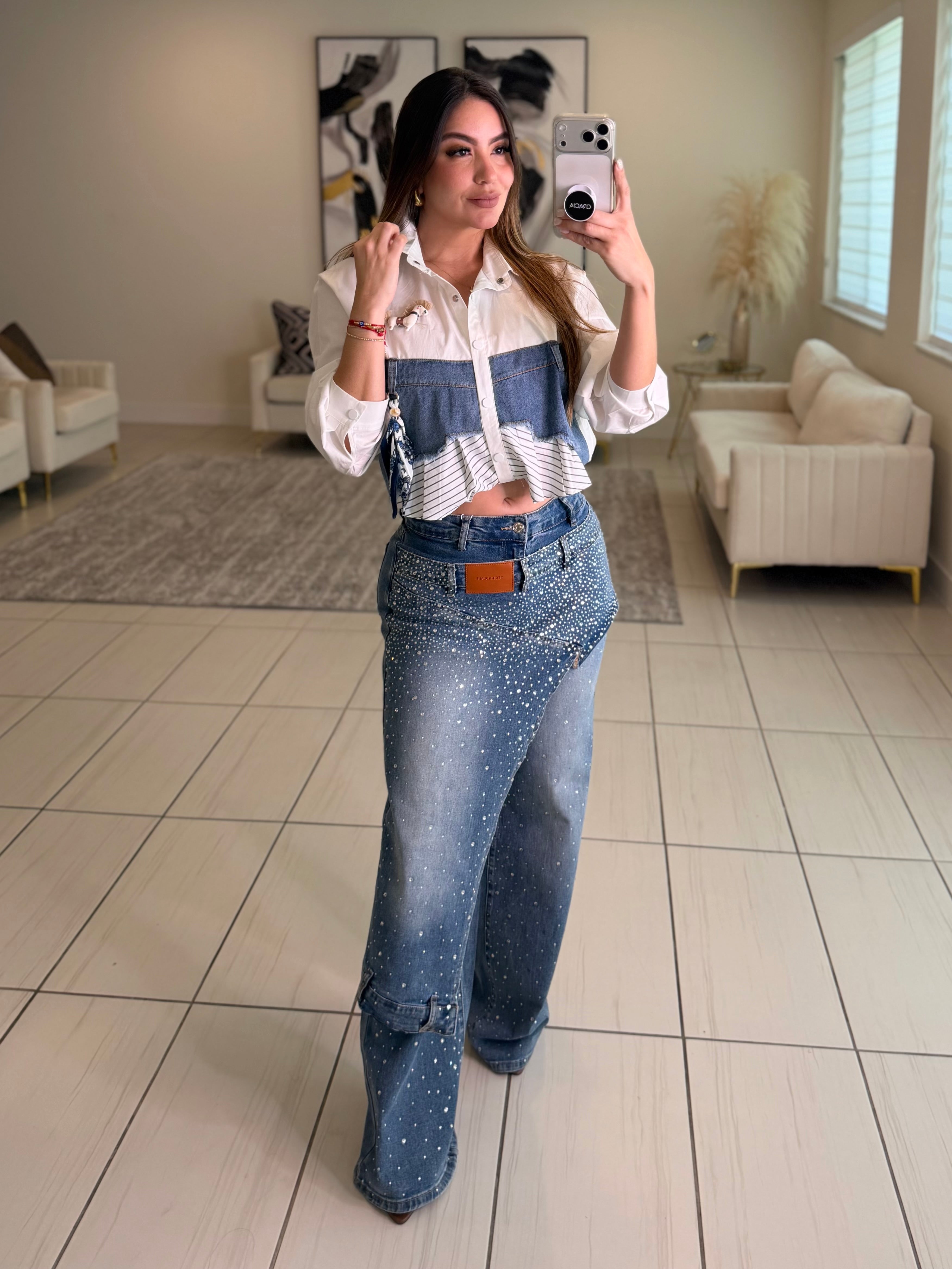 Crystal Asym Denim Pants