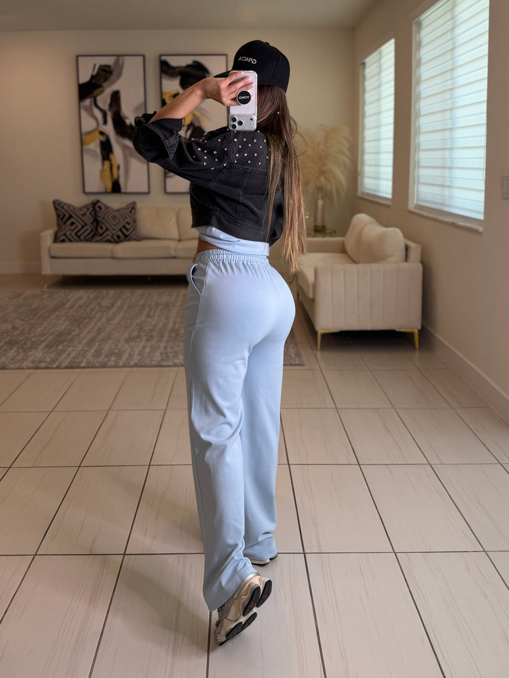 Rhinestones Veil Dark Grey Denim Jacket