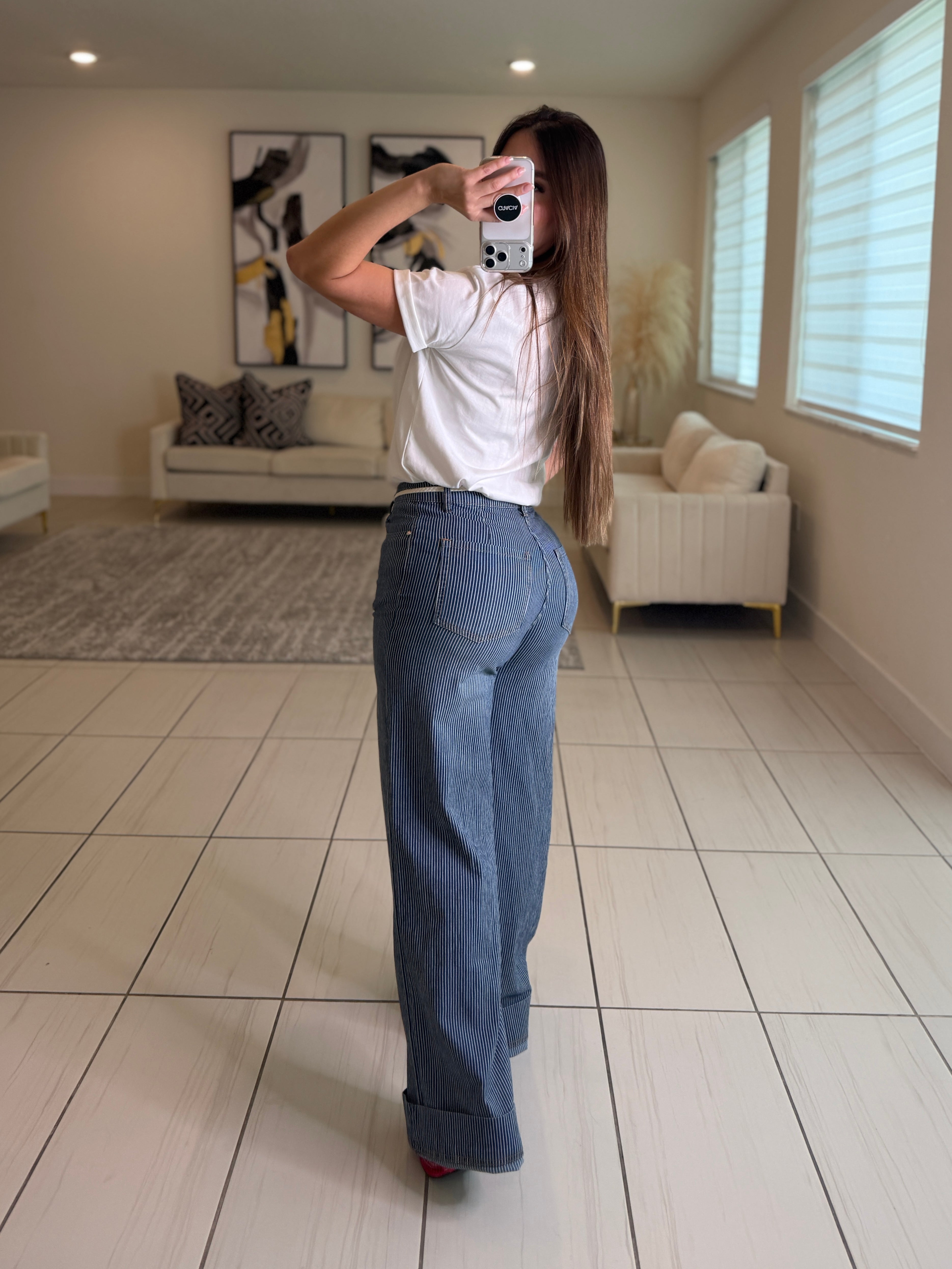 Power Lines Stripes Denim Pants