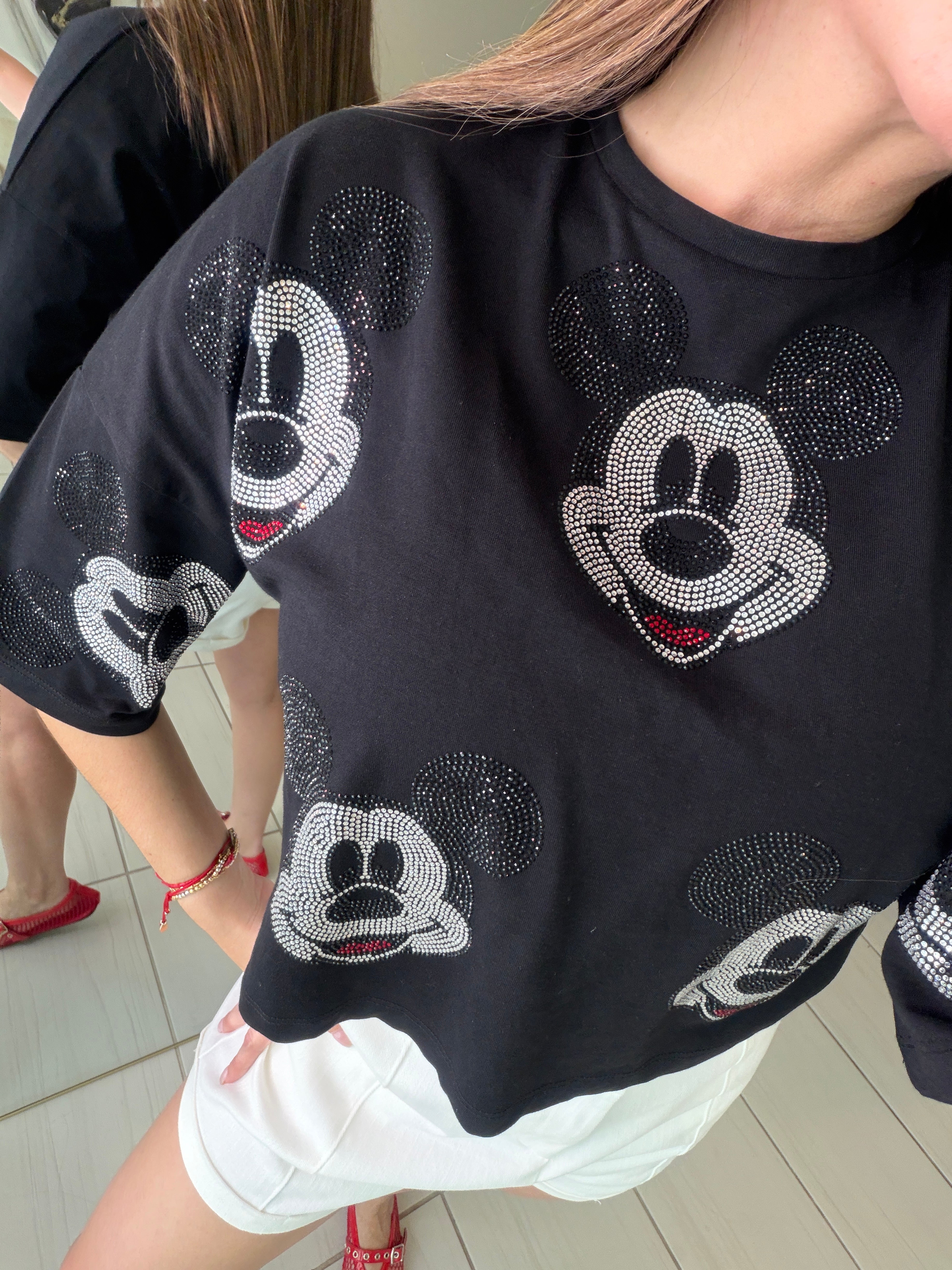 Funny Rhinestones Black Top