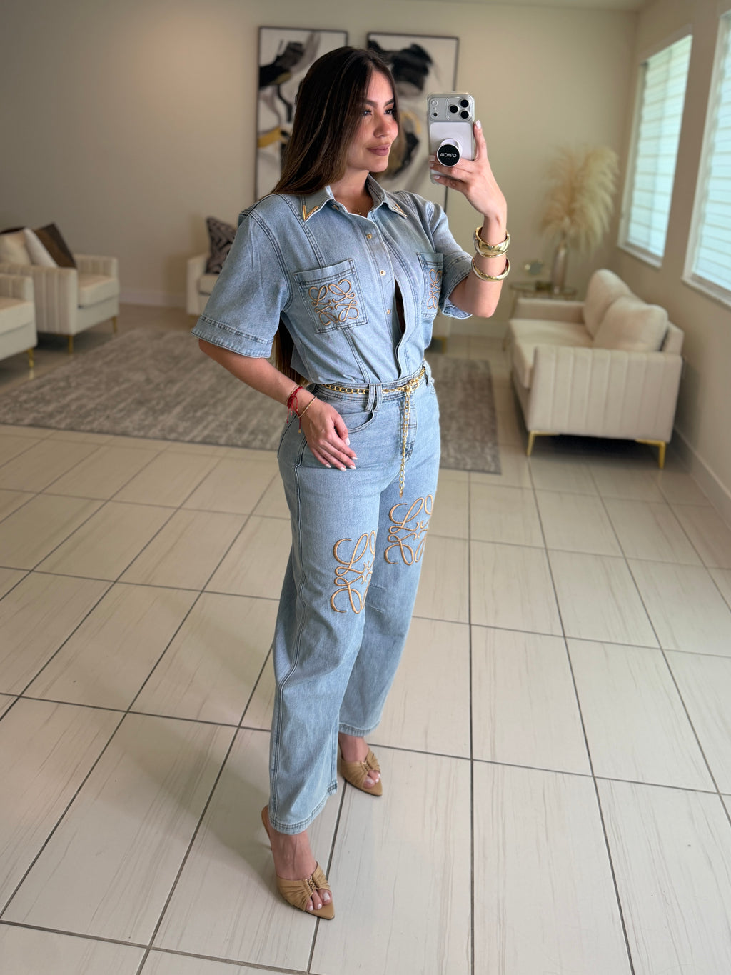 Iconic Light Denim Pant Set