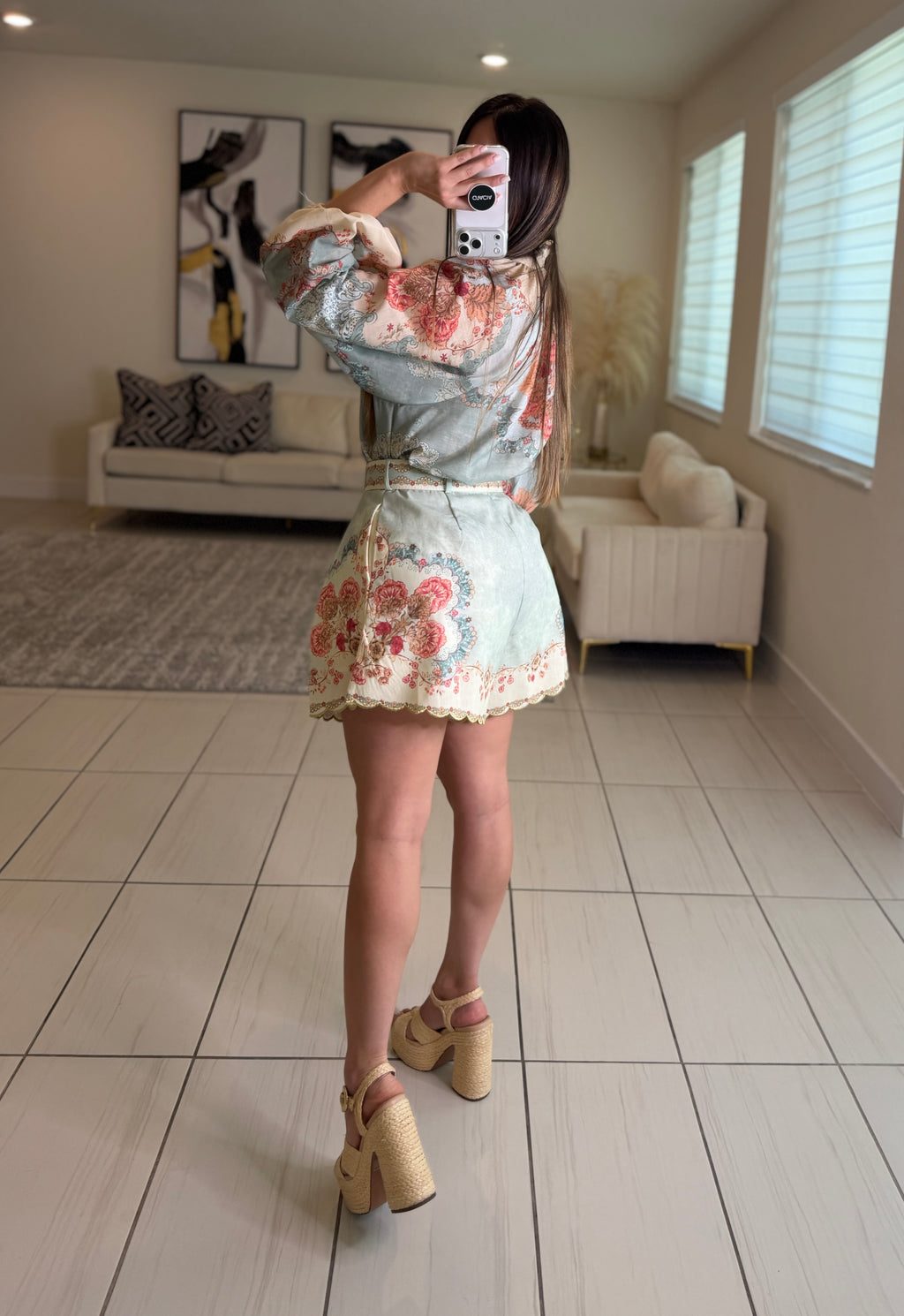 Daylight Floral Ramie Short Set