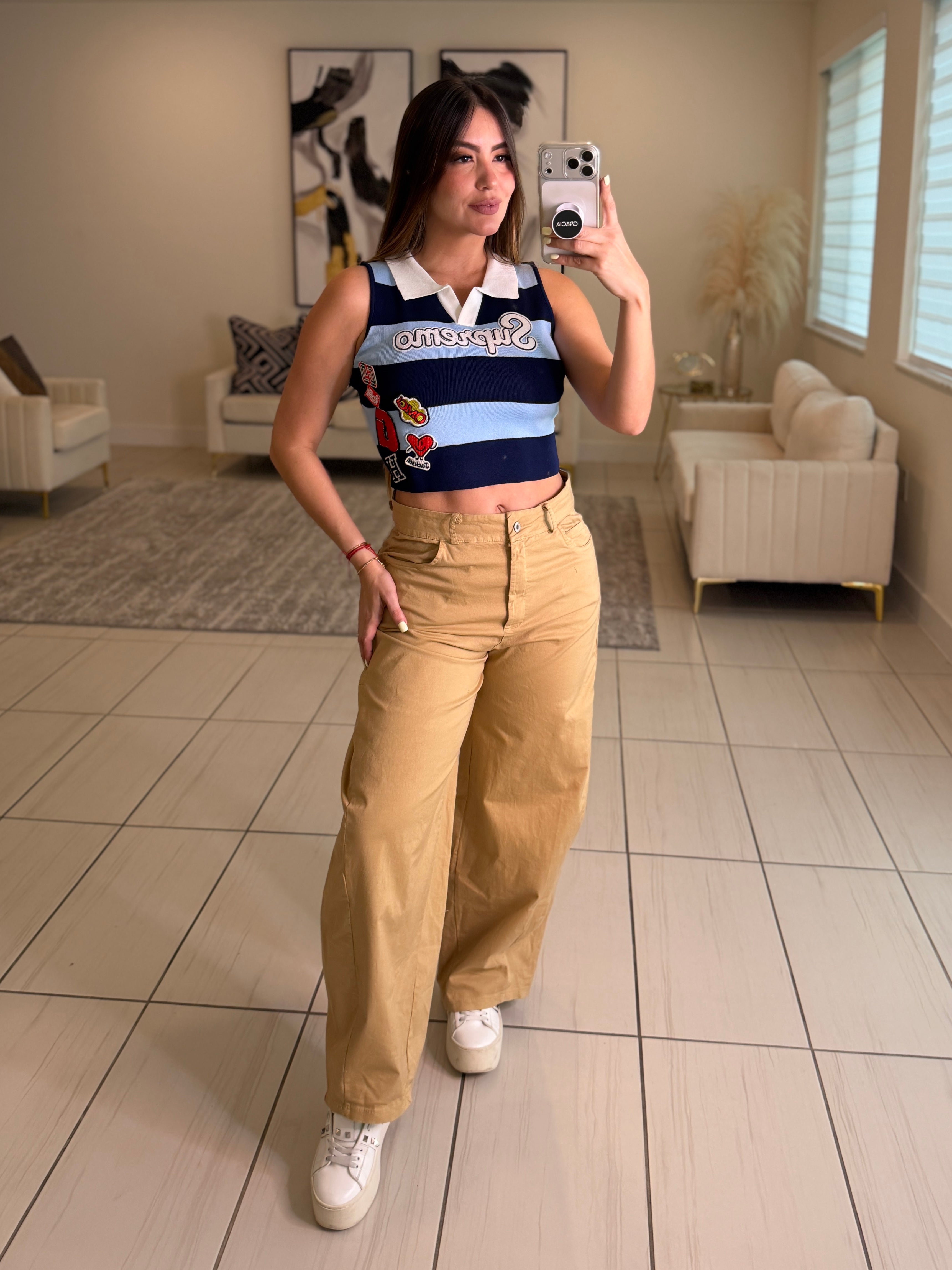 Supremo Horizontal Stripes Blue Top