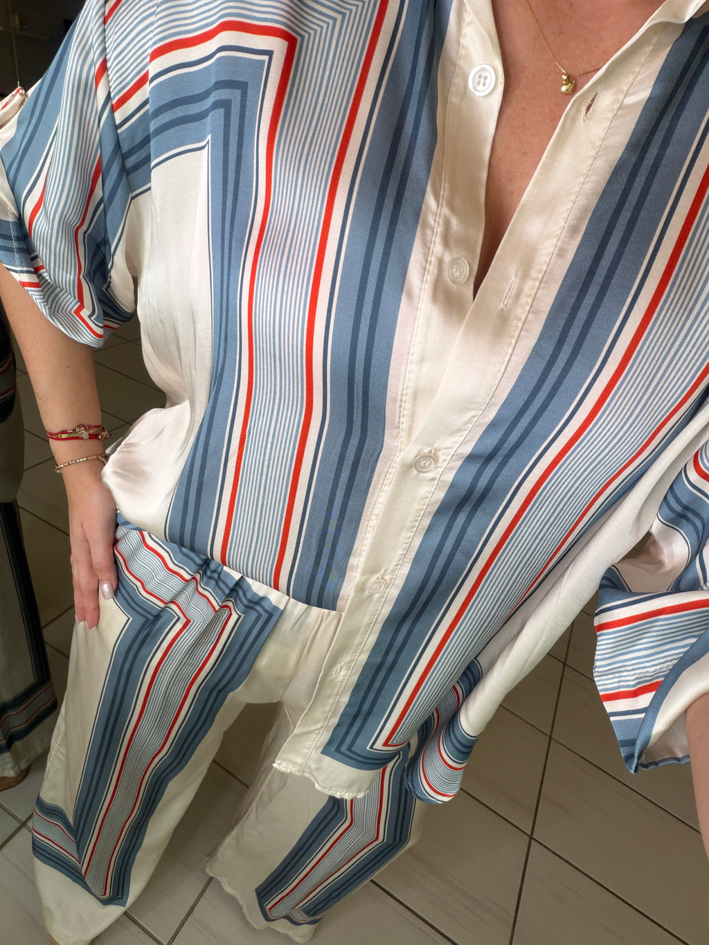 Marine Stripes Beige Pant Set