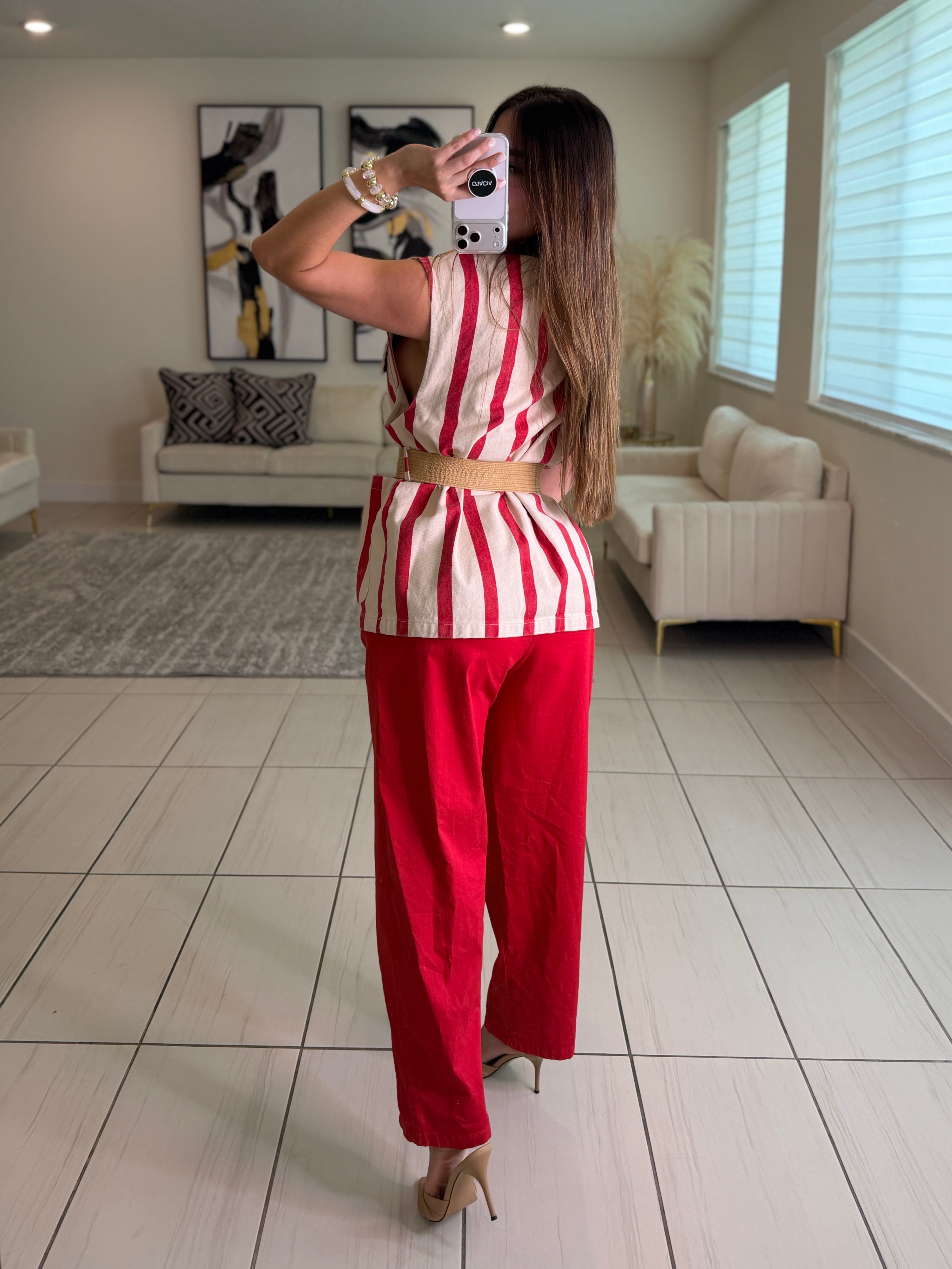 Divine Striped Red and Beige Jacket