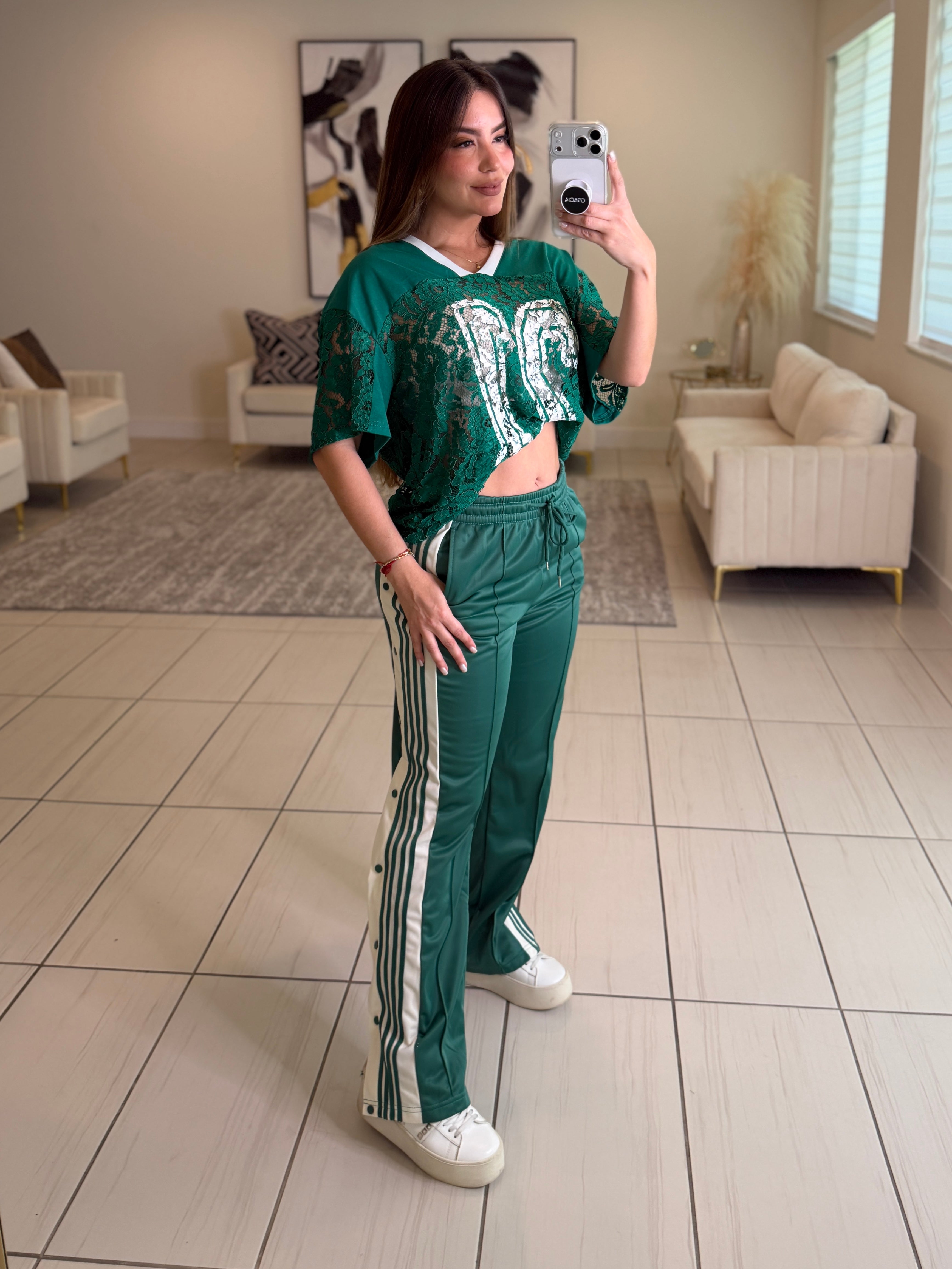 Sporty Chic Green Comfy Pant Set