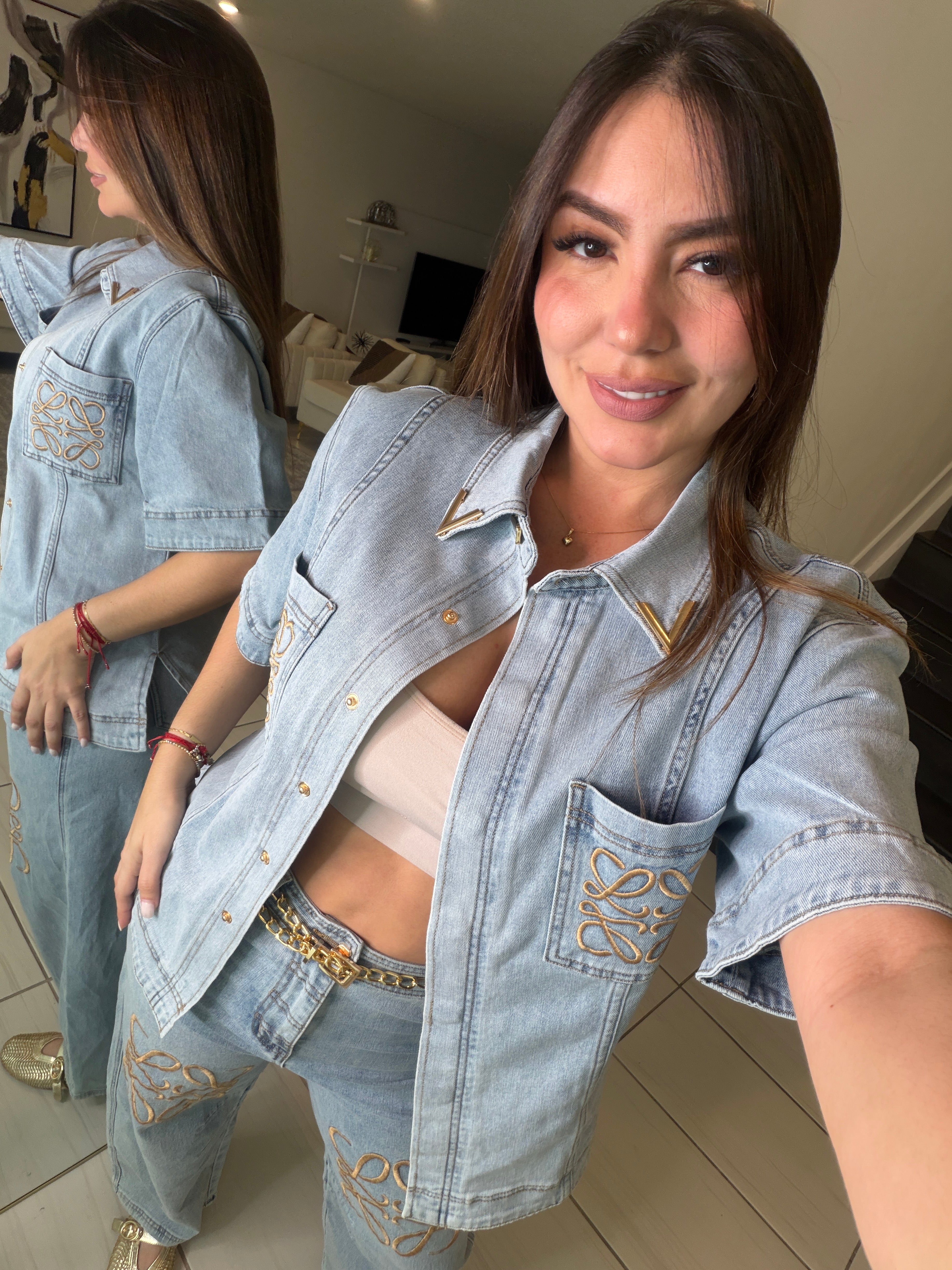 Iconic Light Denim Pant Set