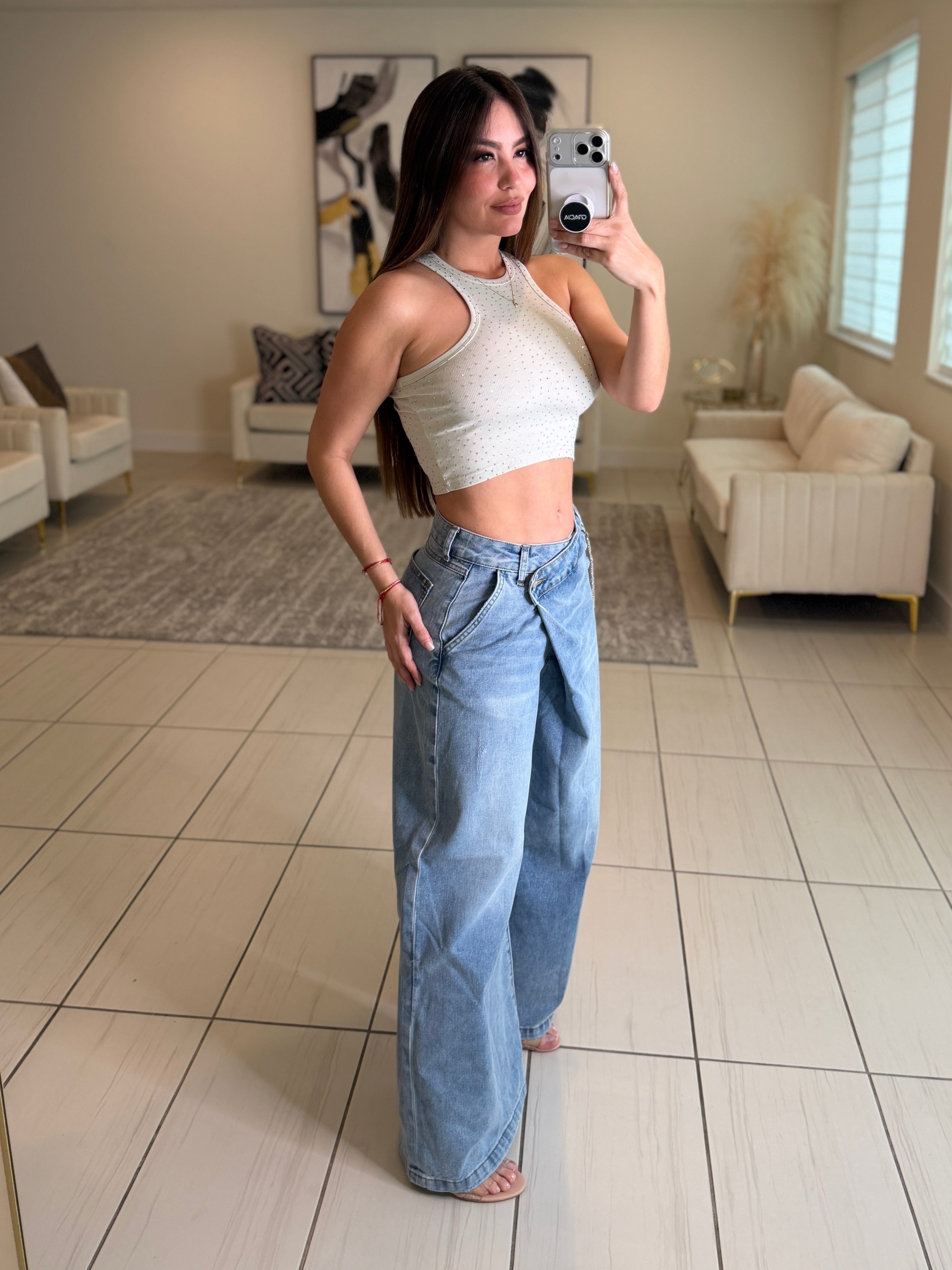 Wrap Cool Blue Denim Pants