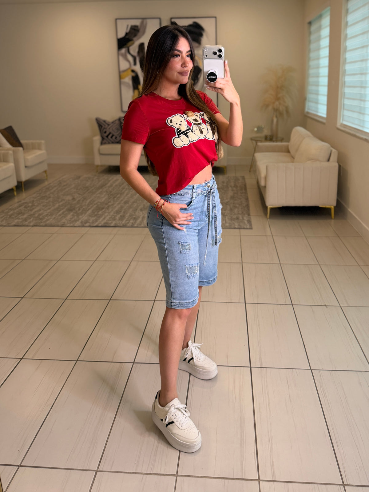 Crystal Blue Denim Shorts