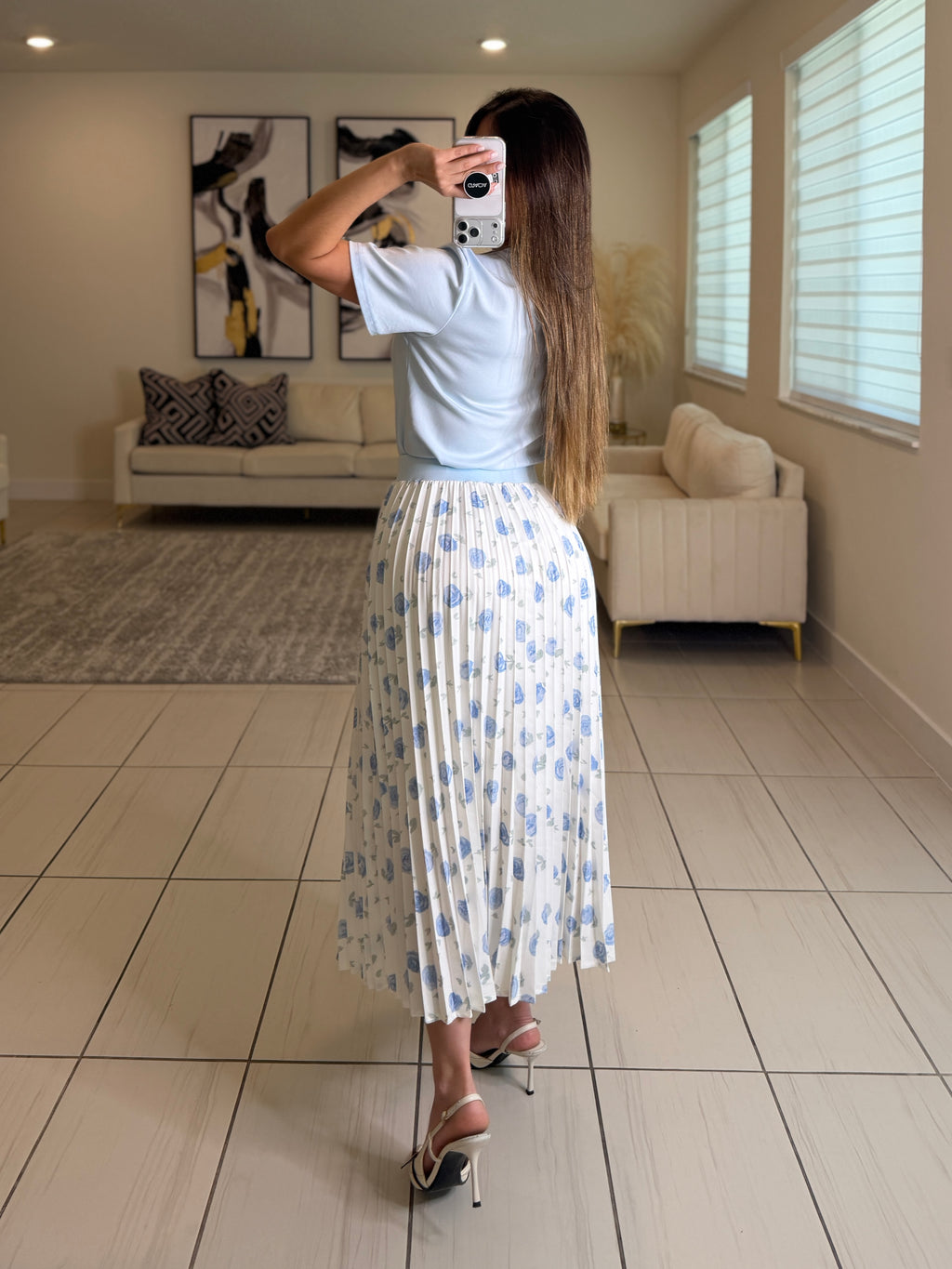 Mirage Flame Blue Skirt Set