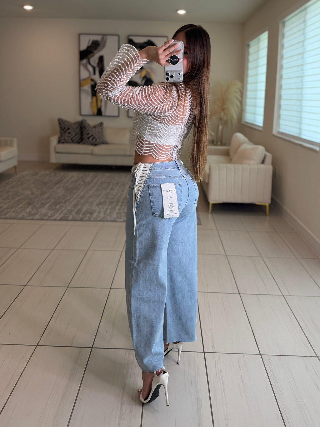 Slouchy Crop Barrel Denim Pants