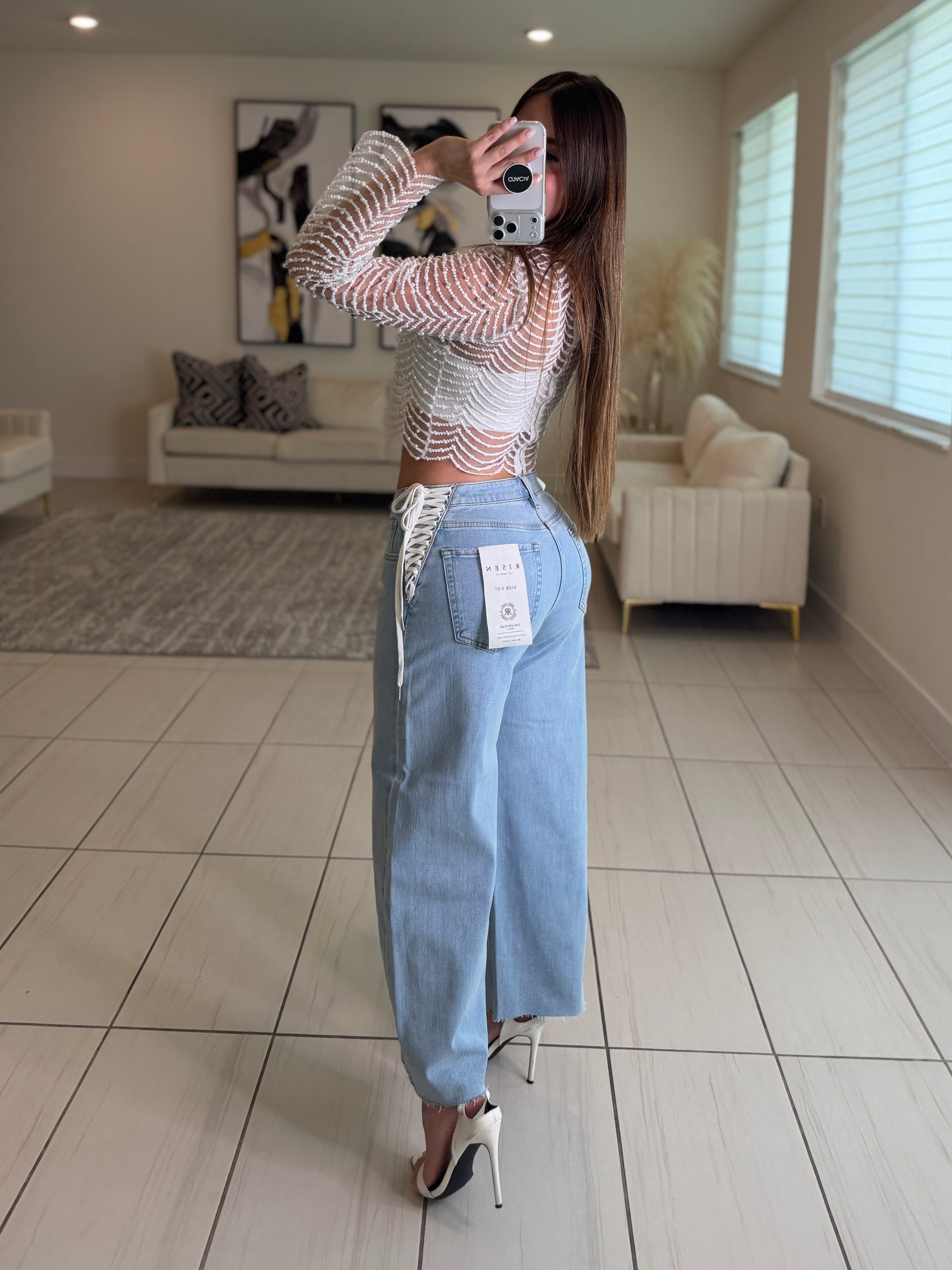 Slouchy Crop Barrel Denim Pants