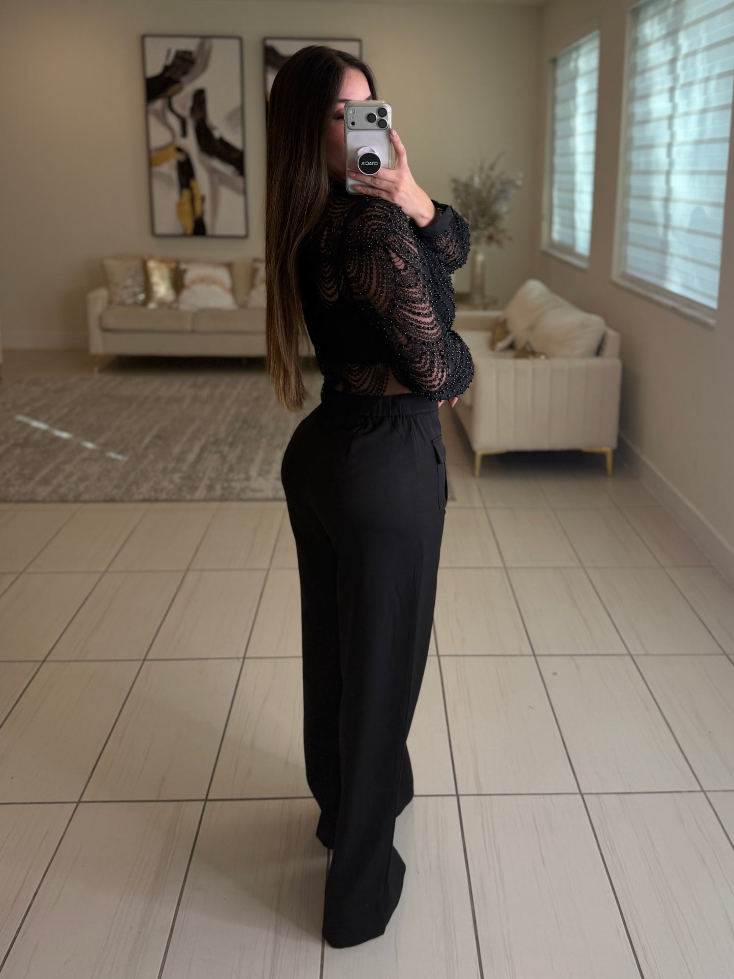 Sugar Vanilla Pearls Black Top