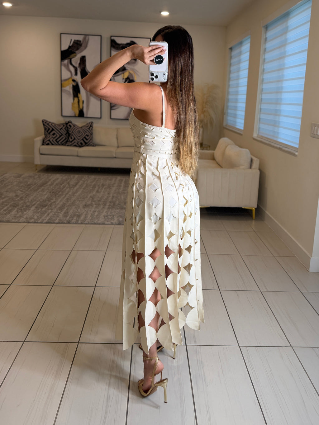 Enchanted Aura Off White Midi Dress