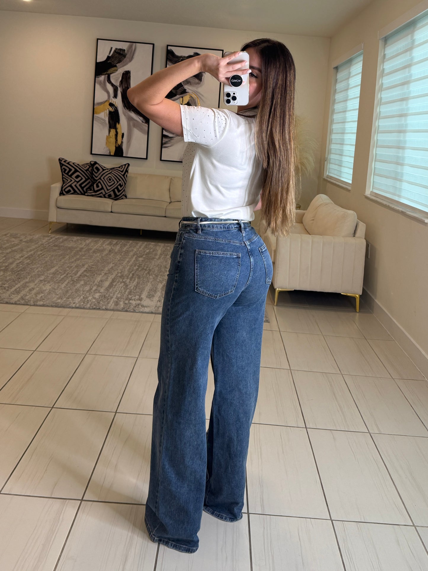 Rhinestones in Velvet White Top