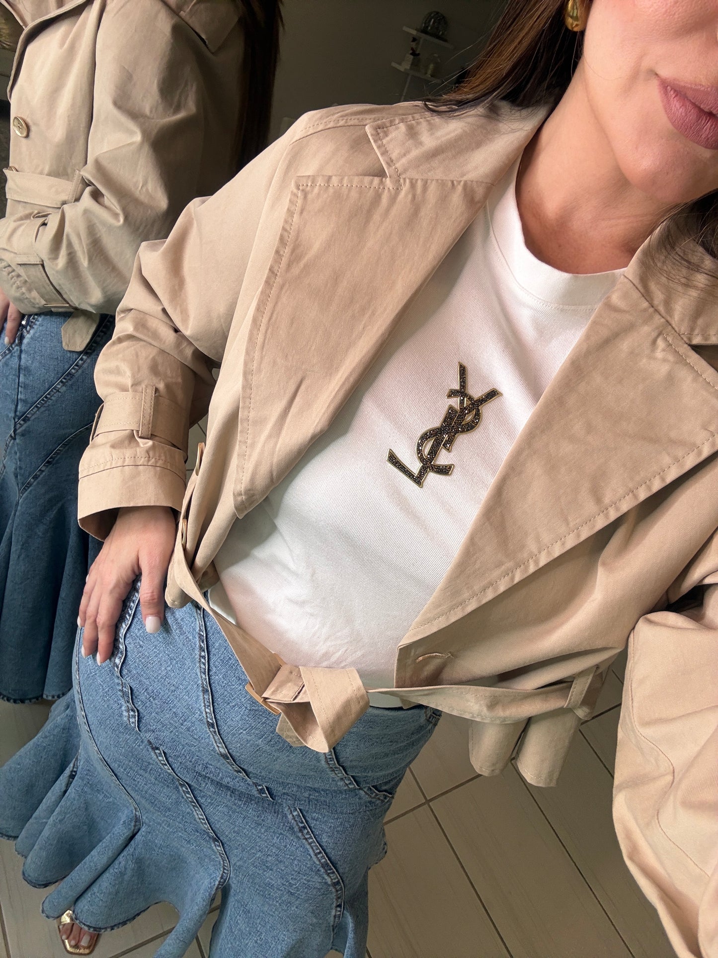 Veiled Motion Denim Skirt