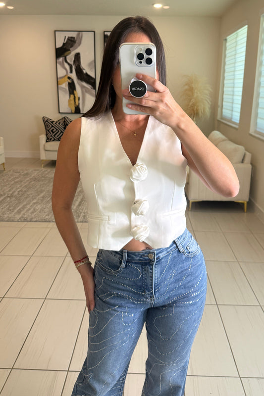 Roses White Vest Top