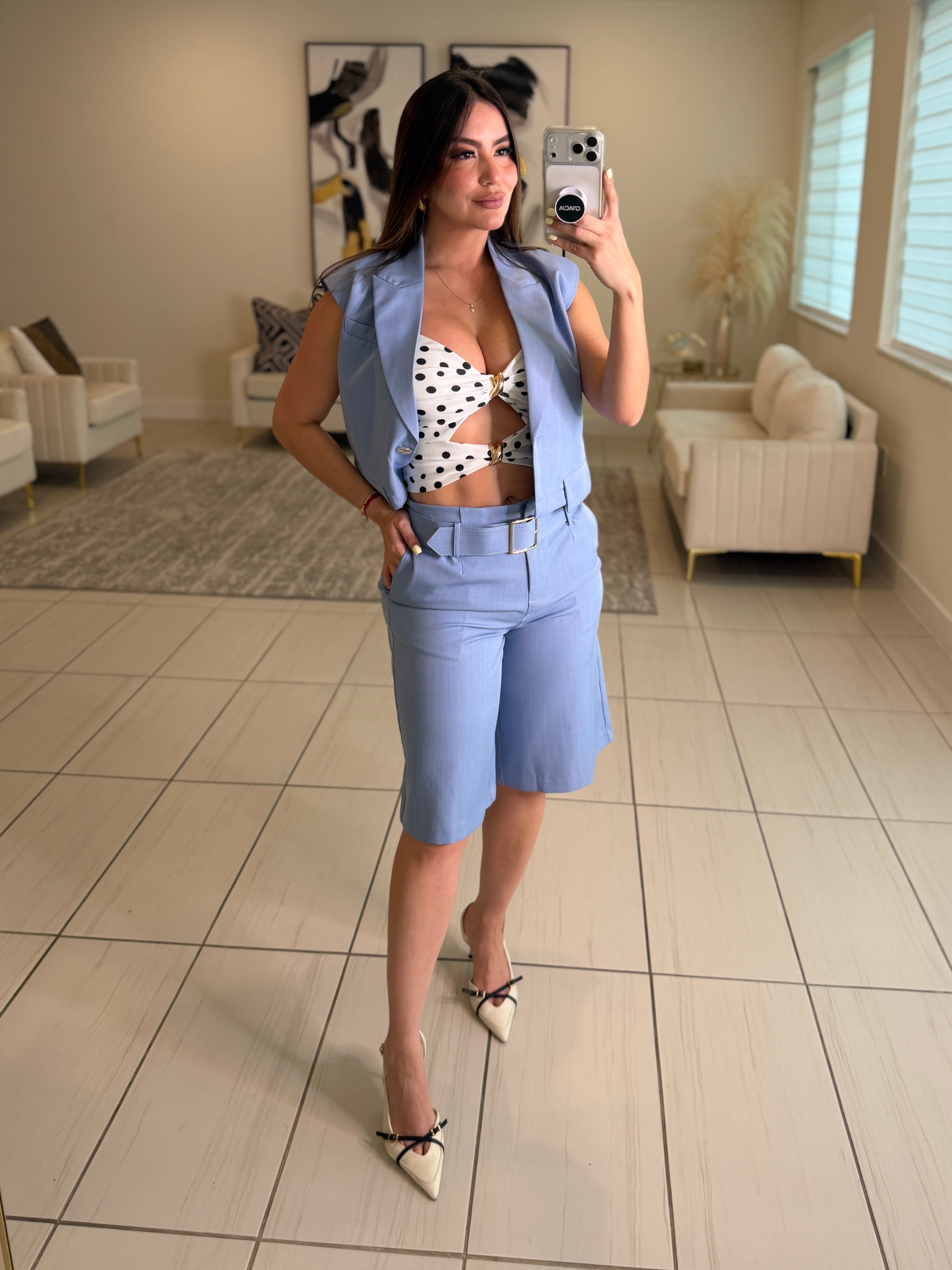 Refined Motion Blue Shorts Set