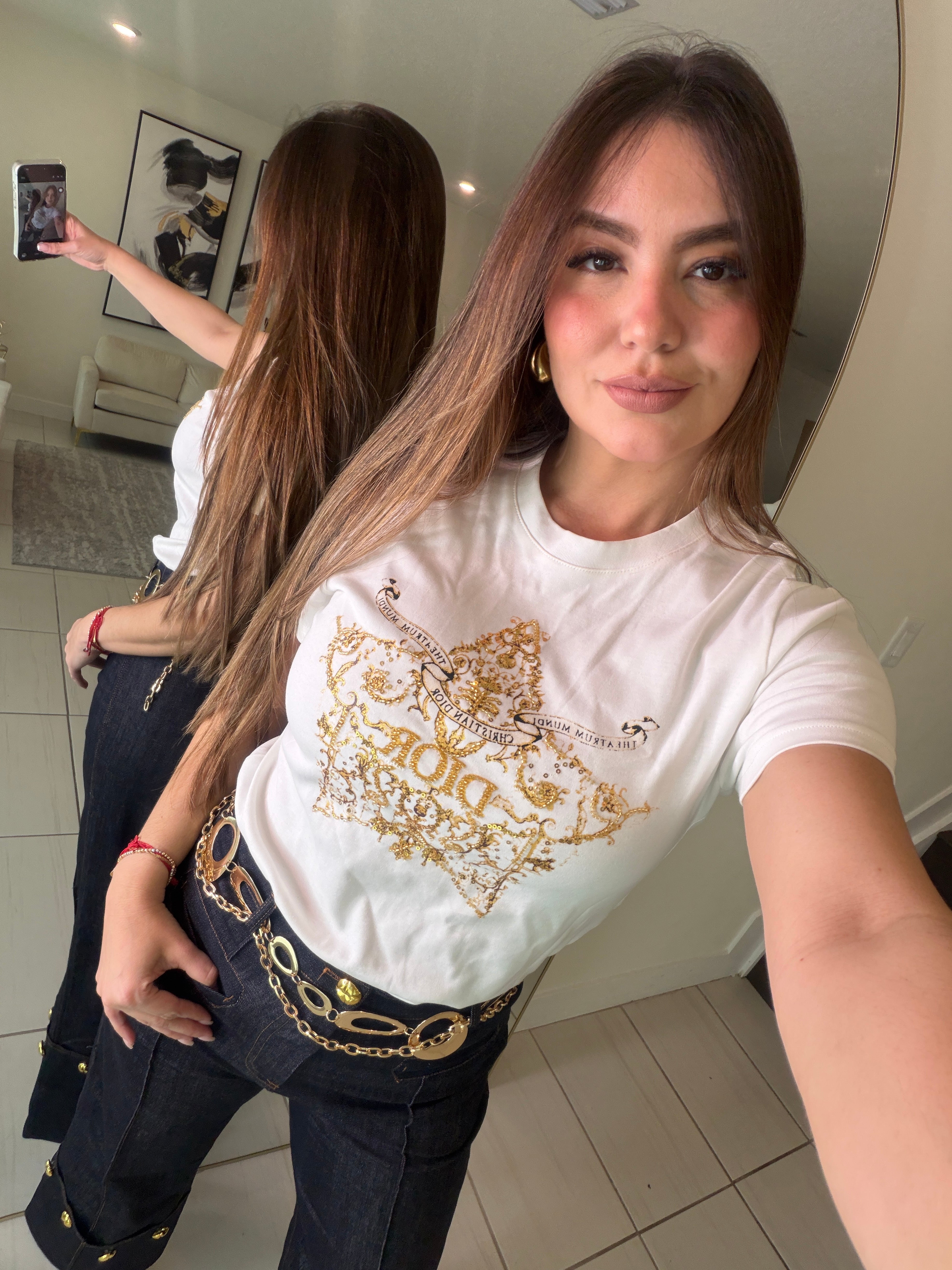 Iconic Gold Details White Tshirt