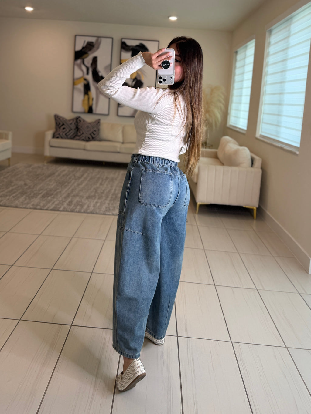 Utility Flow Barrel Denim Pants