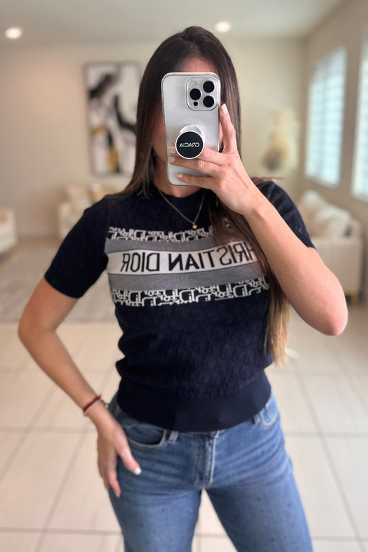 Maximalist Knit Navy Blue Top