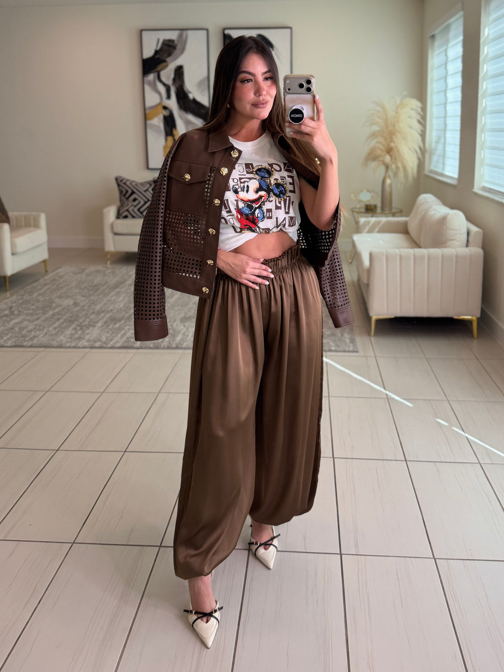 Luxe Faux Leather Brown Jacket