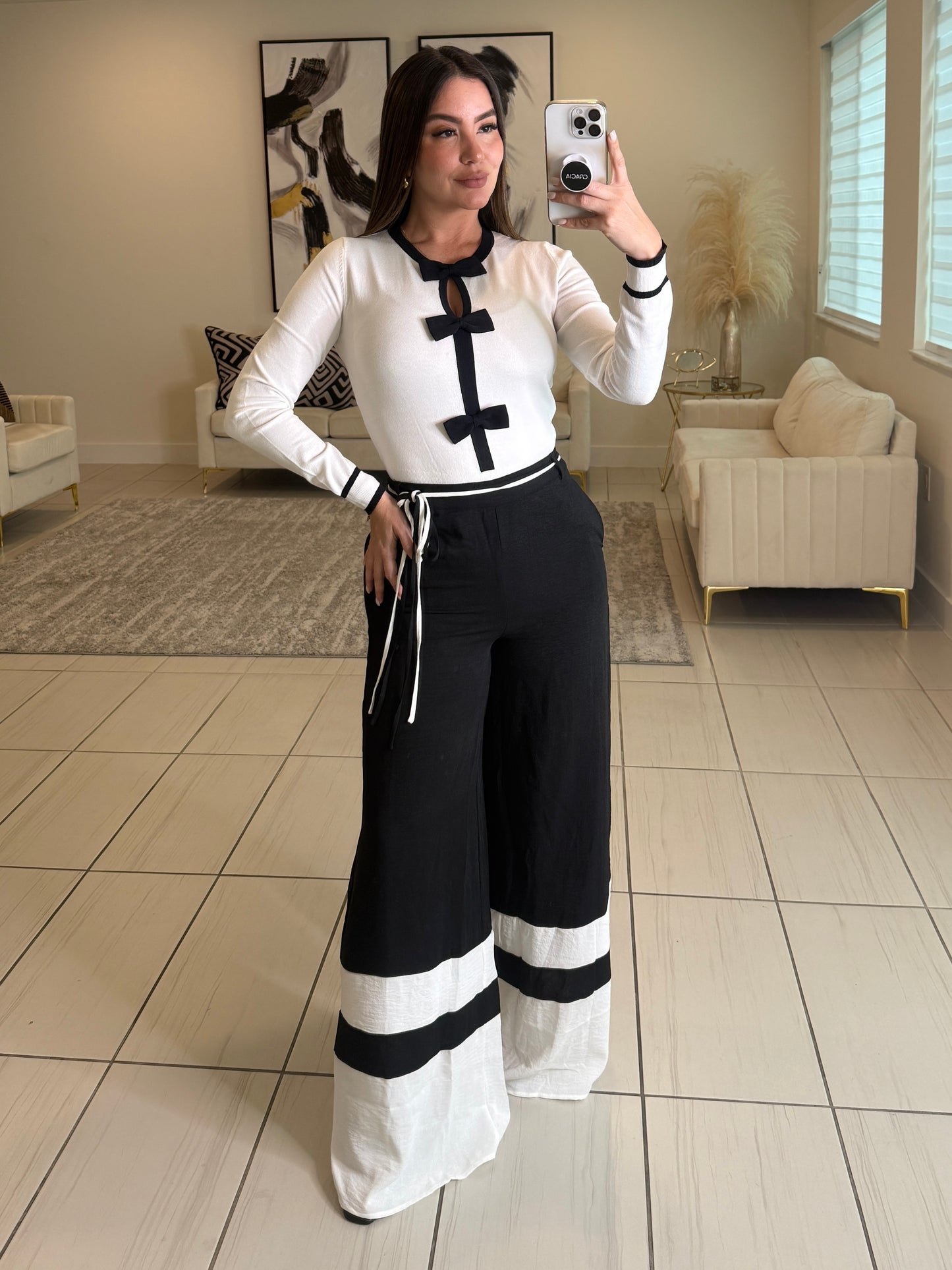 Command Attention Black Palazzo Pants