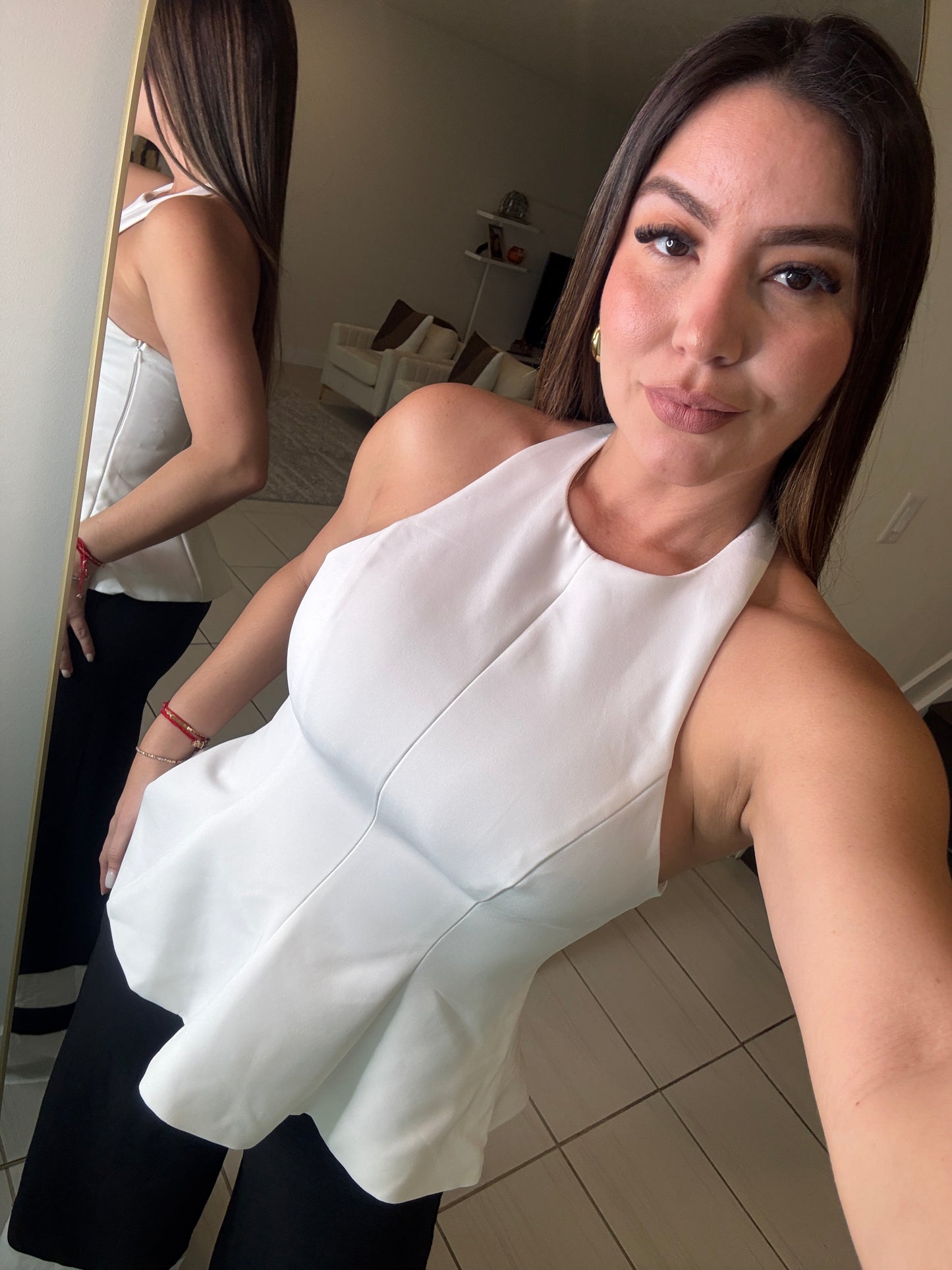 Refined Peplum White Top