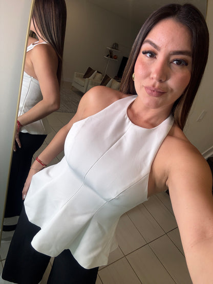 Refined Peplum White Top