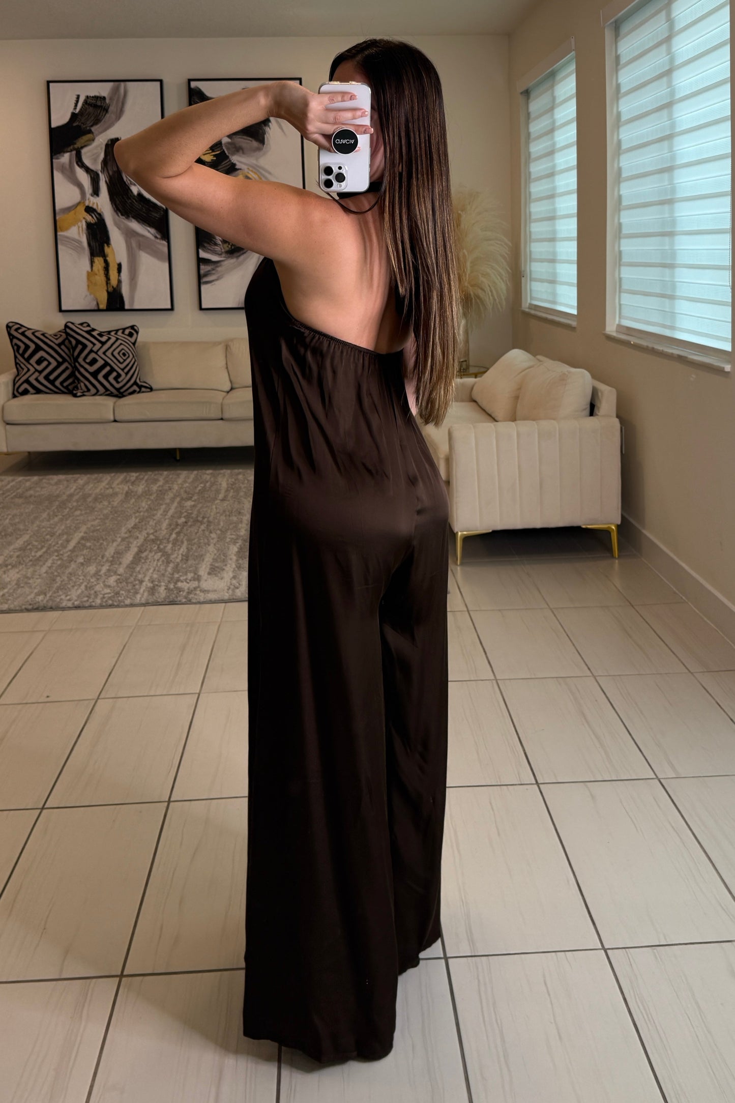Refined Structure Brown Jumpsuit