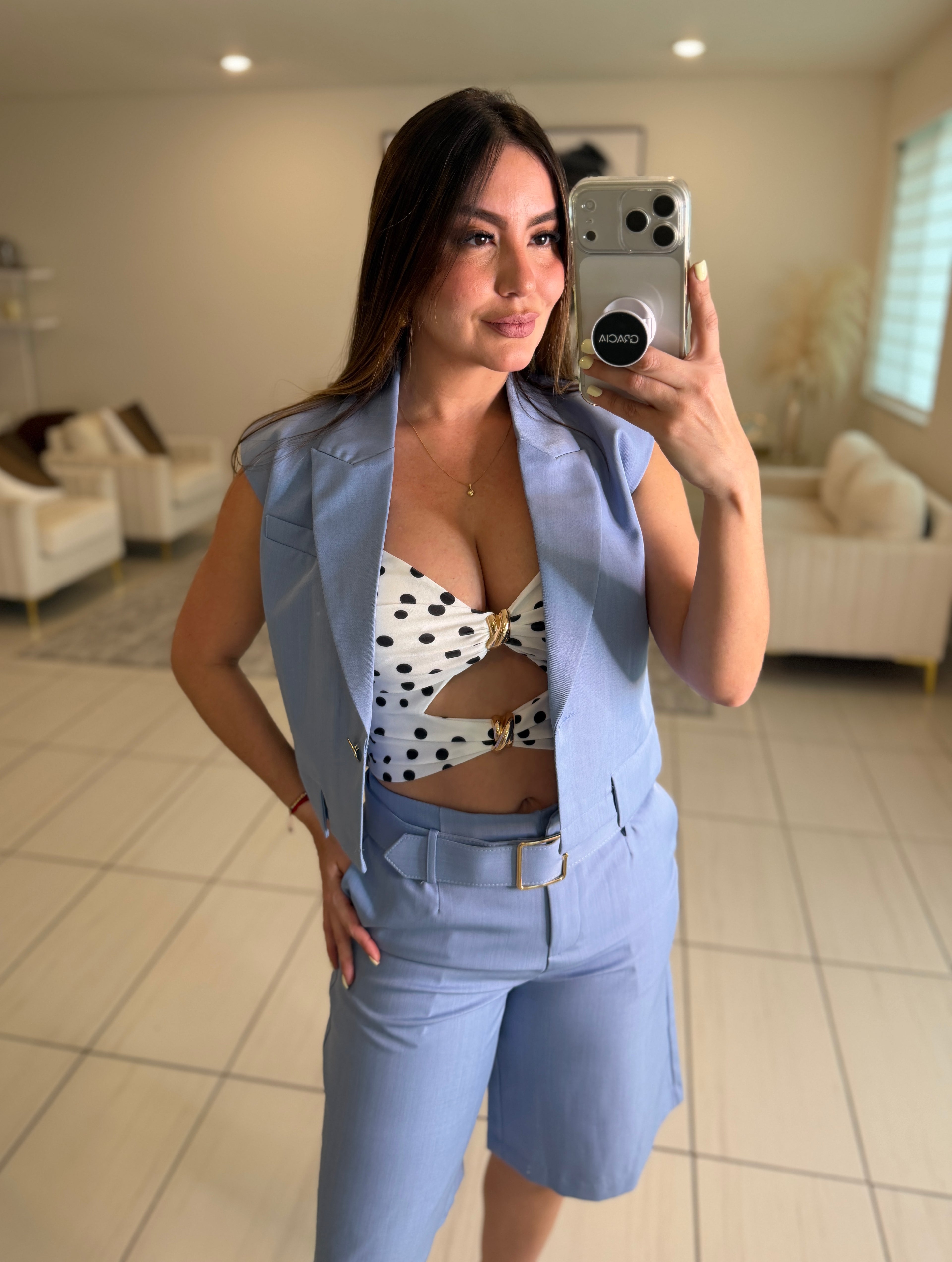 Refined Motion Blue Shorts Set