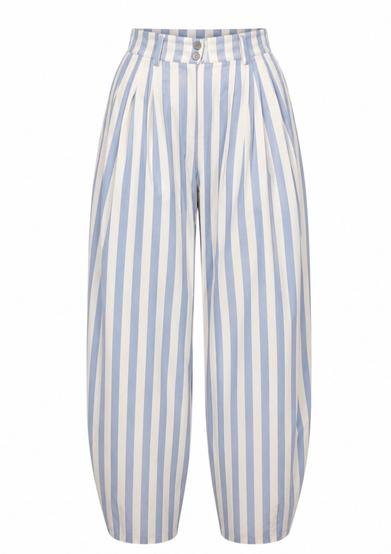 Italian Stripes Light Blue Barrel Pants